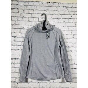 Kyodan Women Cowl Neck Pullover Herringbone Activewear Grey Size M